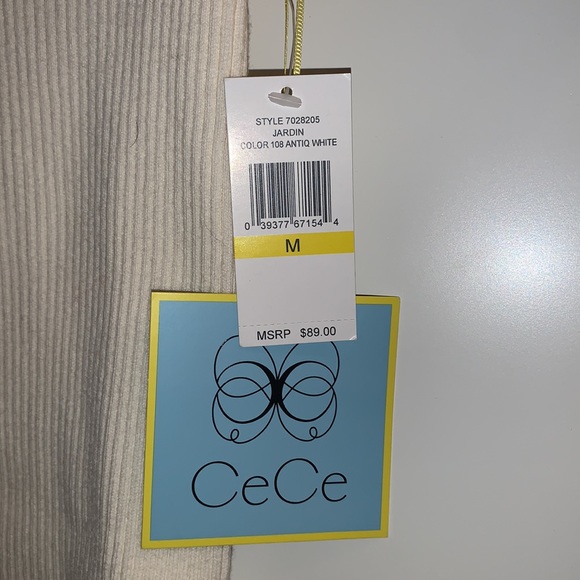 CeCe ribbed shirt peekaboo shoulder with tie knot detail on shoulders - Picture 3 of 4